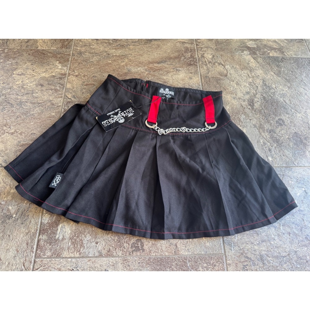 Deadstock Royal Bones by Daang Goodman Black Pleated Skirt Goth‎ Small NWT Y2k
